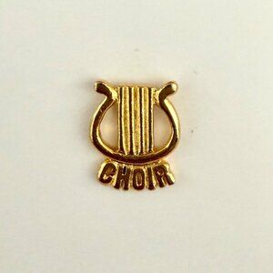 Gold Choir Lapel Pin Badge Tie Tack PInback Music Chorus Hat Pin Collectible